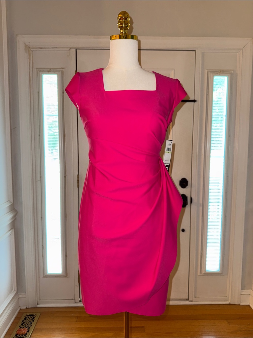 Alex Evenings Fuchsia Square Neck Sheath Dress